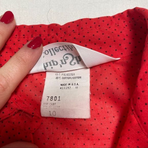 Vintage Red and Black Polka Dot Puff Sleeve Blouse - Picture 7 of 8